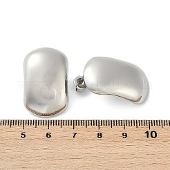 304ステンレススチールスタッドピアス  長方形  ステンレス鋼色  28.5x18mm&nbsp;EJEW-G423-12P