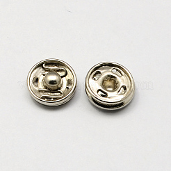 フラットラウンド鉄縫製スナップボタン  プレススタッド  プラチナ  14x5mm  穴：3mm  20セット /カード&nbsp;SNAP-R019-04P