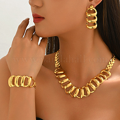 Vintage Alloy Chunky Link Choker Necklace & Earrings & Bracelet Set for Women&nbsp;GJ5147