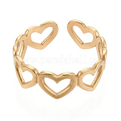 Ion Plating(IP) 304 Stainless Steel Open Heart Wrap Cuff Ring for Women&nbsp;RJEW-S405-194G