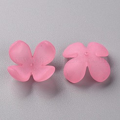 つや消しアクリルビーズキャップ  4花びら  花  ショッキングピンク  27x27x11mm  穴：1.8mm  約276個/500g&nbsp;MACR-S371-06A-704