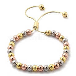Long-Lasting Plated Brass Beads Slider Bracelets for Women&nbsp;BJEW-K268-03