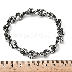 304ステンレススチールリンクチェーンブレスレット（男性・女性用）  ヘビ  アンティークシルバー  8-5/8インチ（21.9cm）&nbsp;BJEW-D385-03AS
