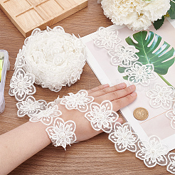 Organza Lace Trim with Resin Imitation Pearl Beads&nbsp;OCOR-WH0085-53B