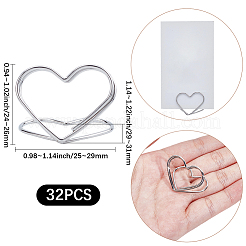 ミニアイアンプレースカードホルダー32個  かわいいテーブルカードホルダー  結婚式のための  パーティー  ハート  プラチナ  25~29x29~31x24~26mm&nbsp;ODIS-SP0001-08P