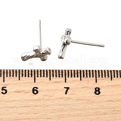 真鍮マイクロペーブクリアキュービックジルコニアスタッドピアス  クロス  プラチナ  10x7.5mm&nbsp;EJEW-M103-07P