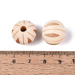 天然シマウッドのヨーロピアンビーズ  ラウンド  大穴ビーズ  湯通しアーモンド  16mm  穴：4.5mm&nbsp;WOOD-Q001-01