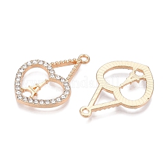 ラックメッキ合金ペンダント  ラインストーン付き  エッフェル塔とハート  ゴールドカラー  27x18.5x2mm  穴：1.6mm&nbsp;FIND-N005-31G
