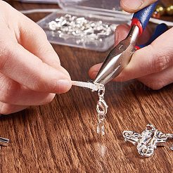 クリップエンド付きラックメッキ真鍮カニカン  ジュエリーには素敵な  銀  33x4~5mm  20セット /箱&nbsp;KK-PH0035-33S