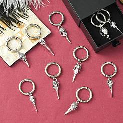 14個 7スタイル 鳥の頭蓋骨合金靴チャーム  合金スプリングゲートリング付き  アンティークシルバー＆プラチナ  61~73mm  2個/スタイル&nbsp;HJEW-CJ00037