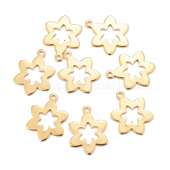 ステンレスペンダント201個  花  24KGP本金メッキ  17x13x0.8mm  穴：1.4mm&nbsp;STAS-K217-16G