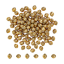 チベットスタイルの合金ビーズ200個。  鉛フリー＆カドミウムフリー  ラウンド  アンティーク黄金  6mm  穴：1.5mm&nbsp;TIBEB-PH0005-20AG