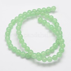 天然石&染め加工マレーシアジェイドビーズ連売り  ラウンド  薄緑  6mm  穴：0.8mm  約64個/連  15インチ&nbsp;G-A146-6mm-A26