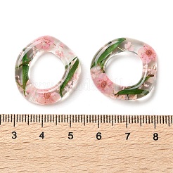 Inner Dried Flower Transparent Resin Ring Pendants&nbsp;RESI-A043-07C