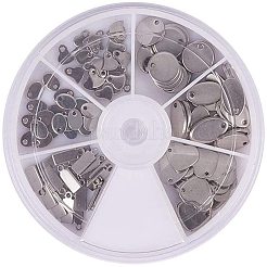304 ステンレススチール スタンピング ブランク タグ ペンダント セット  ステンレス鋼色  10~14x7~14x0.6~1.5mm  穴：1~2mm&nbsp;STAS-PH0007-01
