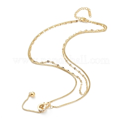304ステンレススチール二重層ペンダントネックレス  クリスタルラインストーン付き  ミックスカラー  15.12インチ（38.4cm）&nbsp;NJEW-L458-085