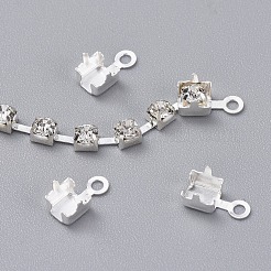 真鍮カップチェーンエンド  ラインストーンカップチェーンコネクター  銀  7x3.5mm  穴：1.4mm  内径約3.3mm&nbsp;EC288-2S