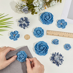 10個 5スタイル ポリエステル装飾アクセサリー  花  ブルー  35~67mm  2個/スタイル&nbsp;DIY-CY0003-20B