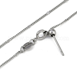304ステンレススチールリンクチェーンネックレス  女性用調節可能なスライダーネックレス  ステンレス鋼色  19.69インチ（50cm）&nbsp;NJEW-H042-03P