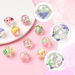 10個 10スタイル DIY 手作り透明アクリルエナメルビーズ  手描きのビーズ  ラウンド  ミックスカラー  18x15mm  穴：2.5~3mm  1個/スタイル&nbsp;MACR-FS0002-41