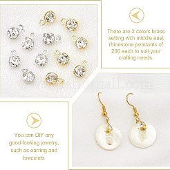 200Pcs 2 Colors Brass Setting with Middle East Rhinestone Pendants&nbsp;RB-FH0001-06