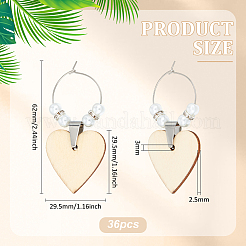 Wooden Heart Wine Glass Chaems&nbsp;AJEW-AB00182