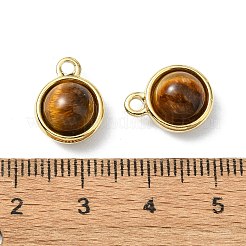 ナチュラルタイガーアイチャーム  304ステンレススチールチャーム  14KGP本金メッキ  半円  13.5x10.5x7mm  穴：2mm&nbsp;STAS-L080-009G-07
