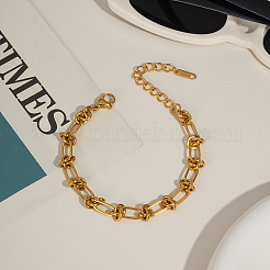 Stainless Steel Knot & Oval Link Chain Bracelets for Unisex&nbsp;LF3884-2