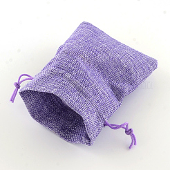 Polyester Imitation Burlap Packing Pouches Drawstring Bags&nbsp;ABAG-R004-14x10cm-08