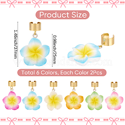 12Pcs 6 Colors Flower Resin Stethoscope Pendant Decorations&nbsp;HJEW-SP0001-55