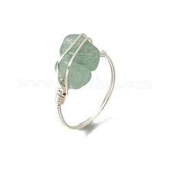 Natural Gemstone Braided Bead Chips Finger Rings&nbsp;RJEW-TA00216-02