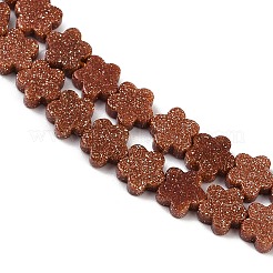 合成ゴールドストーン金砂石ビーズ連売り  スモモの花  6~6.5x6x2.5mm  穴：0.8mm  約60~63個/連  14.37~14.84''（36.5~37.7センチメートル）&nbsp;G-B138-C15-01