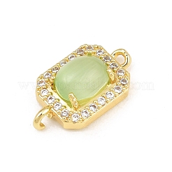 Brass Micro Pave Clear Cubic Zirconia Connector Charms&nbsp;CU-CBAFB7D-04G-02