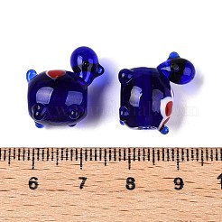 手作りランプワークビーズ連売り  花と亀  ミディアムブルー  15~18x15~18x11~12.5mm  穴：1.2~1.8mm  約30~35個/連  15.35~17.52インチ（39~44.5cm）&nbsp;LAMP-N024-36B