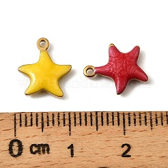 304ステンレススチールエナメルチャーム  ゴールドカラー  ミックスカラー  ヒトデ  11.5x10x2mm  穴：1mm&nbsp;STAS-P405-01D-G