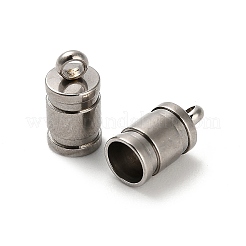 201ステンレススチールコードエンド  コラム  ステンレス鋼色  10x5mm  穴：1.6mm  内径：3.5mm&nbsp;LS-STAS-S167-01D-P