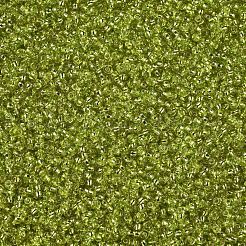 12/0グレードの丸いガラスシードビーズ  銀並ぶ  緑黄  12/0  2x1.5mm  穴：0.3mm  約30000個/袋&nbsp;SEED-Q007-F48
