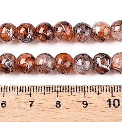 ドローベンチのクラックルガラスビーズ連売り  ロンデル  サドルブラウン  8x7mm  穴：1.2mm  約109~113個/連  30.51~31.30インチ（77.5~79.5cm）&nbsp;GLAA-N006-8mm-07