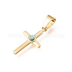 Easter 304 Stainless Steel Synthetic Turquoise Pendants&nbsp;STAS-E531-23G-B
