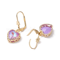 Glass Leverback Earring&nbsp;EJEW-C077-13KCG