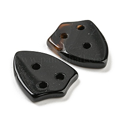 天然ブラックオニキス（染色＆加熱）ペンダント  3穴  盾型チャーム  23x17.5x3.5mm  穴：2mm&nbsp;G-Q006-02