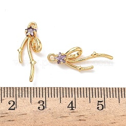 Brass Micro Pave Cubic Zirconia Pendants&nbsp;KK-A281-21G-03