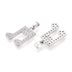 真鍮マイクロパヴェクリアキュービックジルコニアペンダント  音符チャーム  プラチナ  16.5x13x2mm  穴：4.5x2mm&nbsp;KK-T075-84P