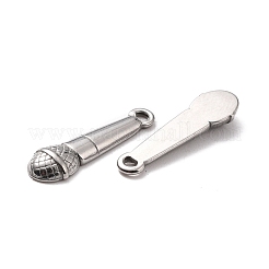 変色しない304ステンレススチールペンダント  テクスチャ  マイク  ステンレス鋼色  20x6x2.5mm  穴：1.2mm&nbsp;LS-STAS-B024-84P