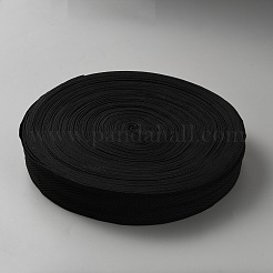 平らなポリエステル弾性コード  衣服のウエストバンドアクセサリー用  ブラック  38mm&nbsp;OCOR-WH20002-07B-02