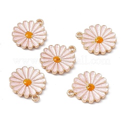合金エナメルチャーム  ライトゴールド  花のチャーム  ピンク  21x18x2.2mm  穴：1.8mm&nbsp;LS-ENAM-C008-03B-KCG