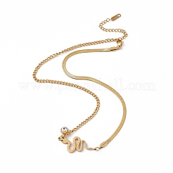 Crystal Rhinestone Pendant Necklace with 304 Stainless Steel Herringbone Chains&nbsp;NJEW-P269-04B-G