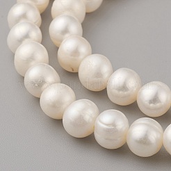 天然養殖淡水パールビーズ連売り  ラウンド  古いレース  8~9x7.5~8mm  穴：0.5mm  約49個/連  14.5インチ（37cm）&nbsp;PEAR-G007-18