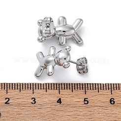 真鍮製スタンドピアス  鉛フリー＆カドミウムフリー  長持ちメッキ  ラックめっき  クマ  プラチナ  18x12mm&nbsp;EJEW-R016-24P
