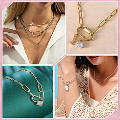 12個 2スタイル 304ステンレススチール スクリューカラビナロックチャーム  ネックレス作り用  クイックリンク  オーバル  18KGP本金メッキ  21x10~11x2~4mm  6個/スタイル&nbsp;STAS-PH0007-67